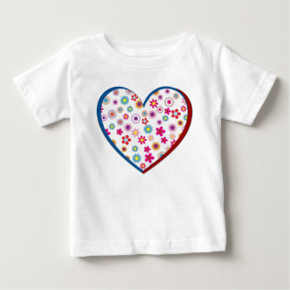Camiseta De Bebé Vestido de volantes para niña con corazón floral