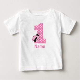 Camiseta De Bebé Vestido personalizado mariquita del rosa del chica