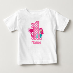 Camiseta De Bebé Vestido personalizado sirena del rosa del chica