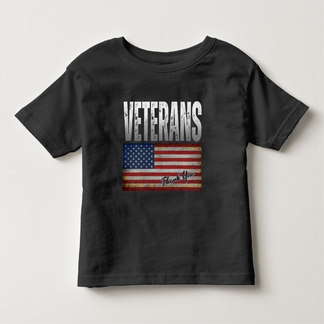 CAMISETA DE BEBÉ VETERANOS DE BANDERA ESTADOUNIDENSES GRACIAS 4 DE  (Anverso)