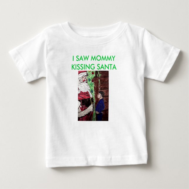 Camiseta De Bebé VI a MOMMY KISSING SANTA camisas infantiles (Anverso)