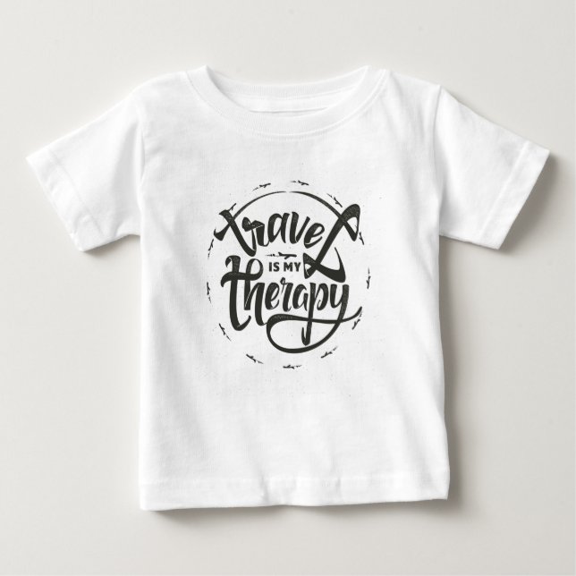 Camiseta De Bebé Viajar es mi terapia (Anverso)