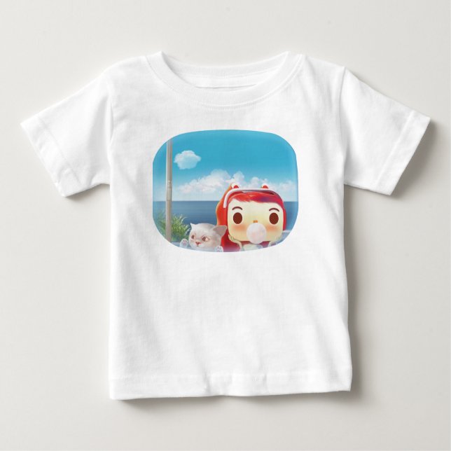 Camiseta De Bebé Viaje en tren con gato (Anverso)