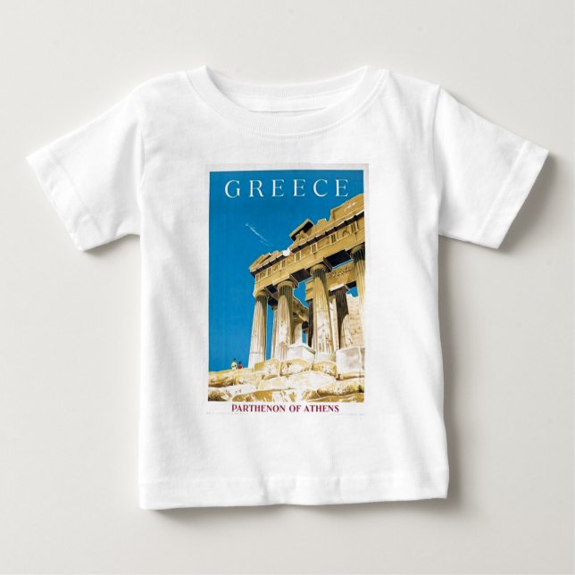 Camiseta De Bebé Viajes de época Atenas Grecia Templo del Partenón (Anverso)