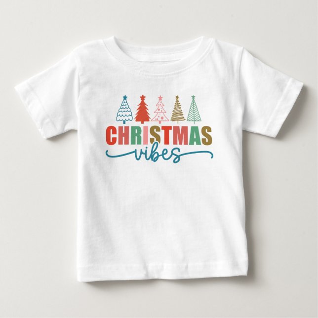 Camiseta De Bebé Vibes de navidades - Diseño de árboles de vacacion (Anverso)