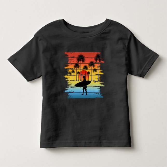 Camiseta De Bebé Vibes de verano antiguas Silhouette Surfer (Anverso)