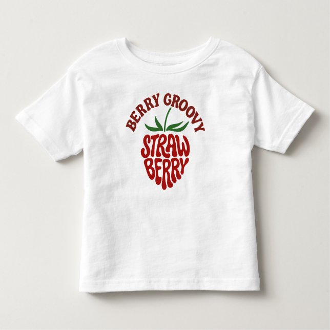 Camiseta De Bebé Vibes Groovy Strawberry Retro 70 (Anverso)