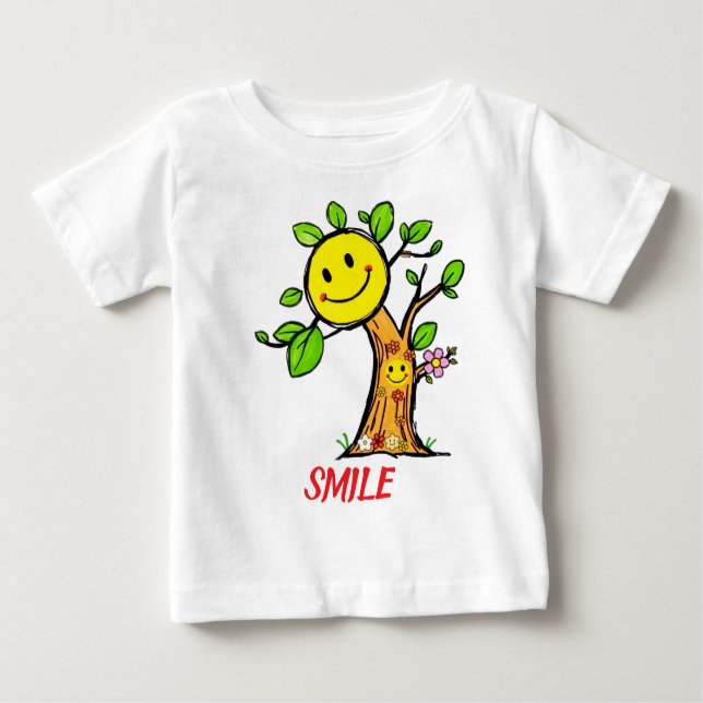 Camiseta De Bebé Vibes positivas del "árbol de sonrisas" (Anverso)