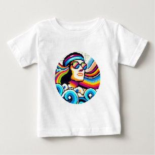 Camiseta De Bebé Vibes retro - Arte Groovy Pixel de los años 70 par