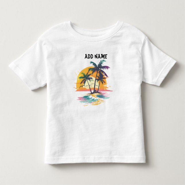 Camiseta De Bebé Vibes tropicales de atardecer - Palmeras y diseño  (Anverso)