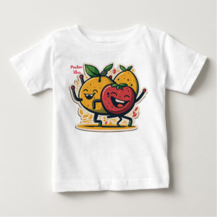 Camiseta De Bebé vibración positiva y fruta bailarina alegre blanco