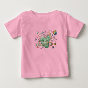 Camiseta De Bebé Vibraciones de Cumpleaños Corazón Lindo Arcoíris
