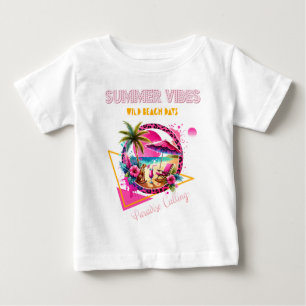 Camiseta De Bebé Vibraciones de Verano, Diseño de Leopardo Rosa par