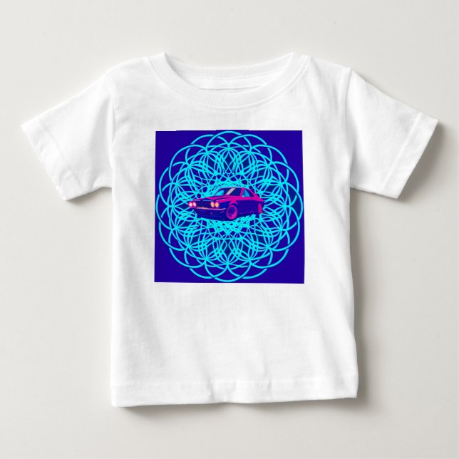 Camiseta De Bebé Vibrant Car Centered in Geometric Mandala (Anverso)