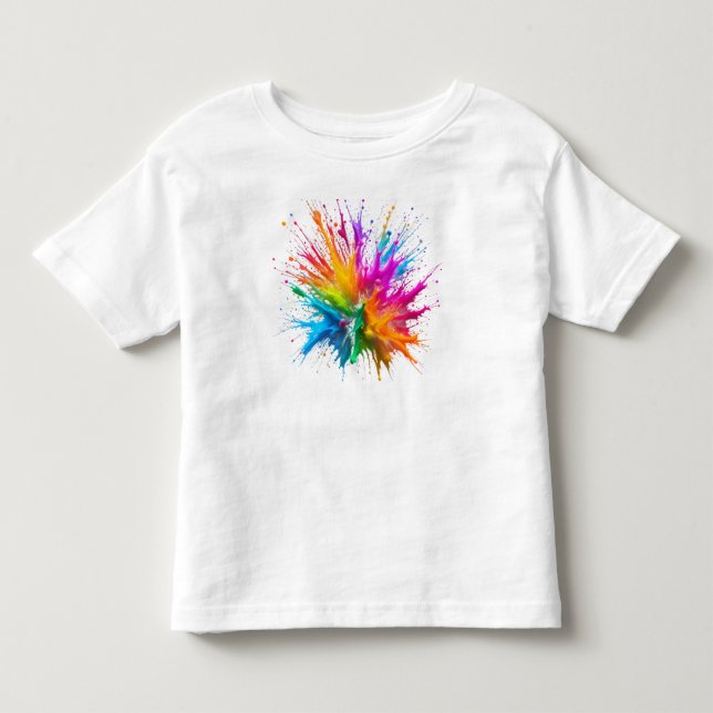 Camiseta De Bebé Vibrant Rainbow Paint Splatter Explosion (Anverso)