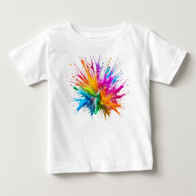 Camiseta De Bebé Vibrant Rainbow Paint Splatter Explosion (Anverso)