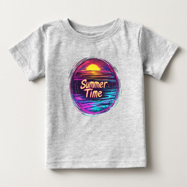 Camiseta De Bebé Vibrant Retro “Summer Time” Sunset T-Shirt (Anverso)