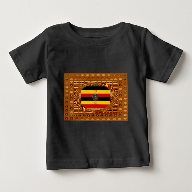 Camiseta De Bebé Vibrante arte inspirado en la bandera de Uganda (Anverso)