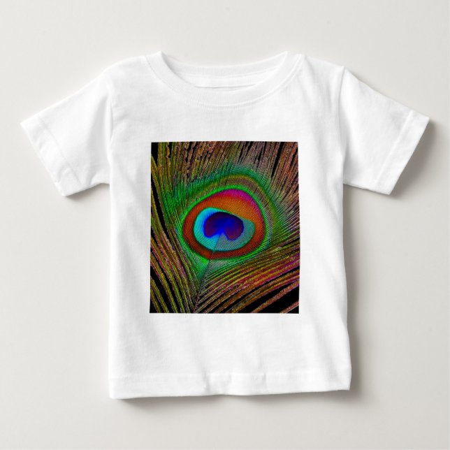 Camiseta De Bebé Vibrante pluma de cobre para pavo real (Anverso)