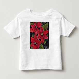 Camiseta De Bebé Vibrante Poinsettia en Acuarela  