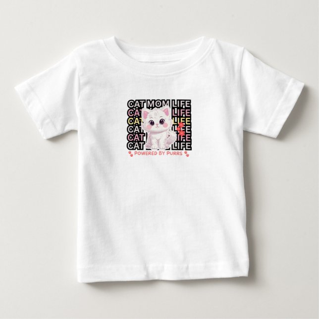 Camiseta De Bebé Vida de mamá de gato divertida (Anverso)