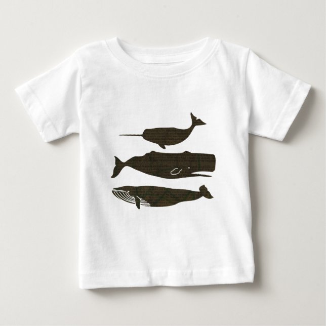 Camiseta De Bebé Vida marina náutica de ballena antigua (Anverso)