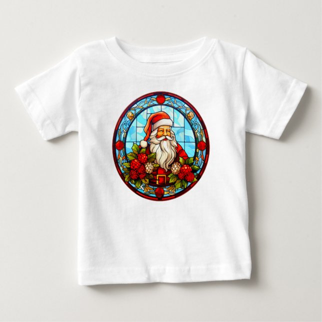 Camiseta De Bebé Vidrio Manchado Santa Navidad Ornamento-67672 (Anverso)