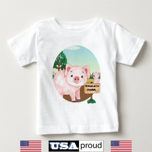 Camiseta De Bebé Vieja granja de MacDonald's 🐮 Monograma de cerdo