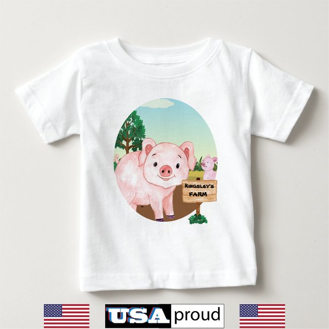 Camiseta De Bebé Vieja granja de MacDonald's 🐮 Monograma de cerdo  (Subido por el creador)