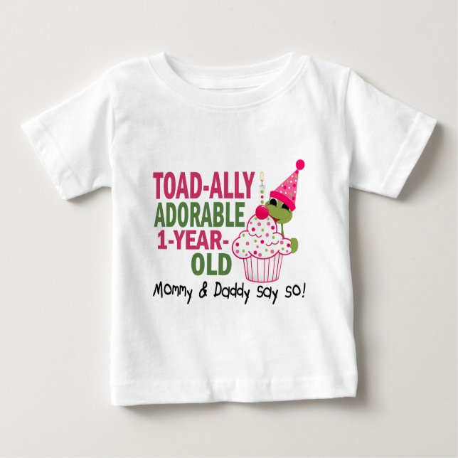 Camiseta De Bebé Viejo de un año adorable de Toadally (Anverso)