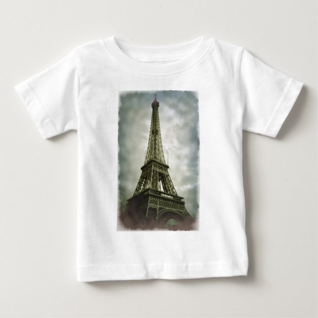 Camiseta De Bebé Viejo efecto fotográfico Torre Eiffel París (Anverso)