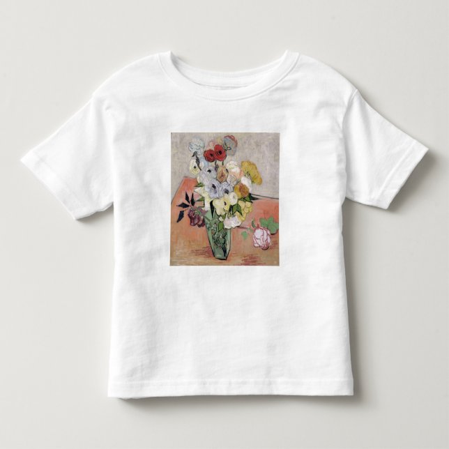 Camiseta De Bebé Vincent van Gogh | Rosas y anémonas, 1890 (Anverso)