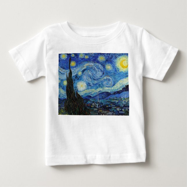 Camiseta De Bebé Vincent Van Gogh Starry Night Vintage Bella Artes (Anverso)