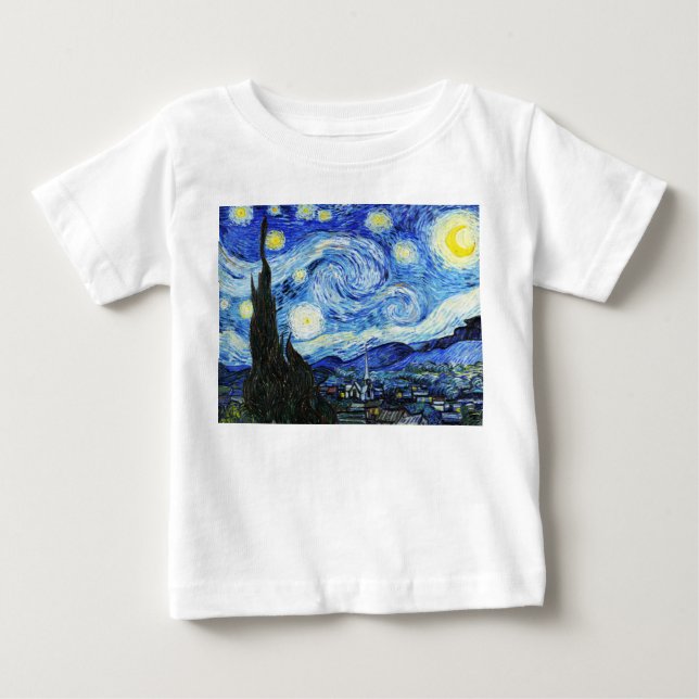 Camiseta De Bebé Vincent Van Gogh, The Starry Night painting (Anverso)
