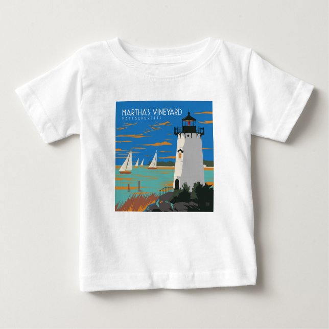 Camiseta De Bebé Viñedo de Martha, Massachusetts | Faro (Anverso)