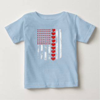 Camiseta De Bebé Vintage Bandera Americana Corazón Familia Equipo d