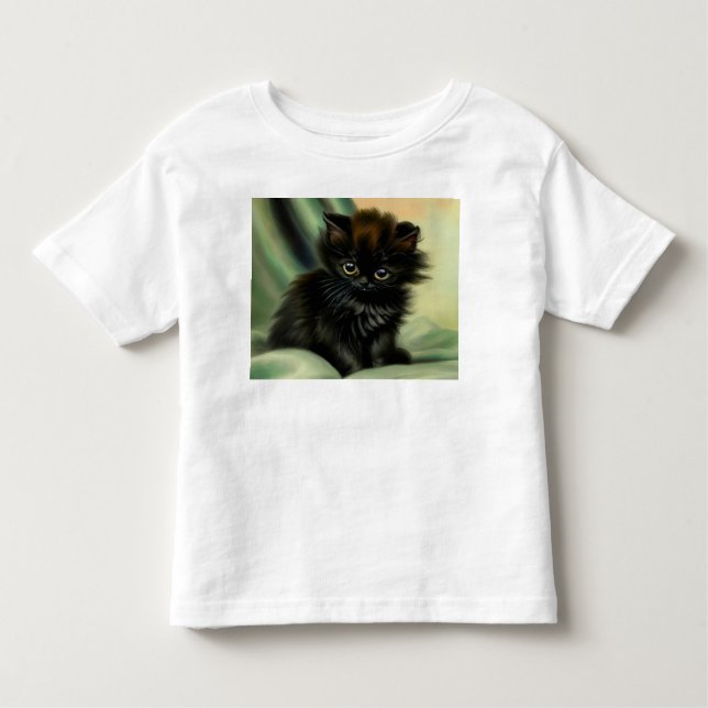 Camiseta De Bebé Vintage Black Kitten Ilustracion (Anverso)