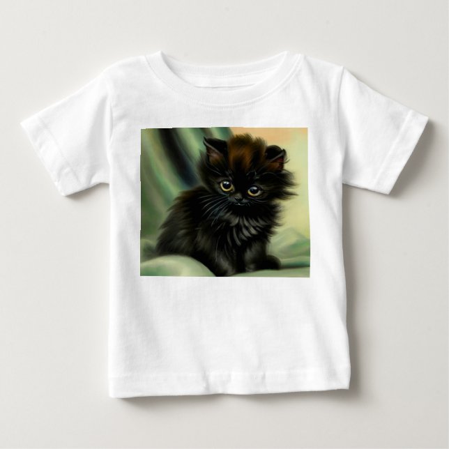 Camiseta De Bebé Vintage Black Kitten Ilustracion (Anverso)