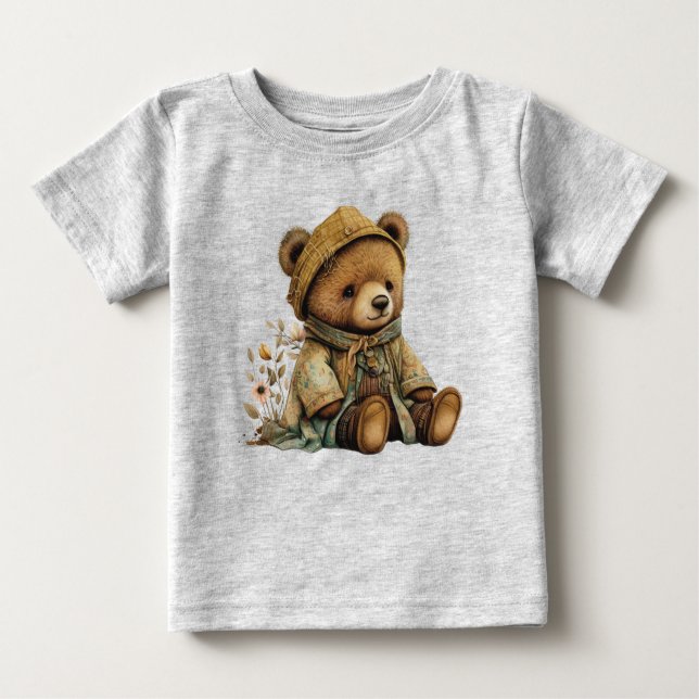 Camiseta De Bebé Vintage Brown Teddy Bear (Anverso)