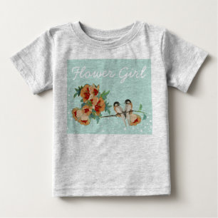 Camiseta De Bebé Vintage Cherry Blossom Love Bird Peach Mint