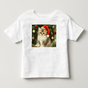 Camiseta De Bebé Vintage Christmas Kitten