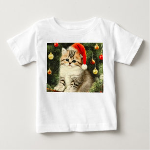 Camiseta De Bebé Vintage Christmas Kitten