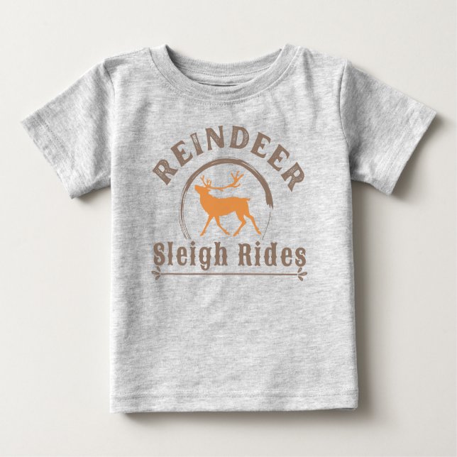 Camiseta De Bebé Vintage Christmas Reindeer Sleigh Rides (Anverso)