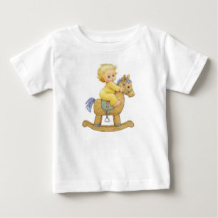 Camiseta De Bebé Vintage Feed Baby Girl Vress~Caballo Rocking
