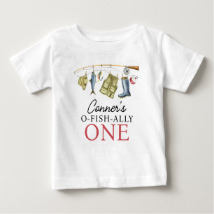 Camiseta De Bebé Vintage Fishing Rod O-Fish-Ally Un primer cumpleañ
