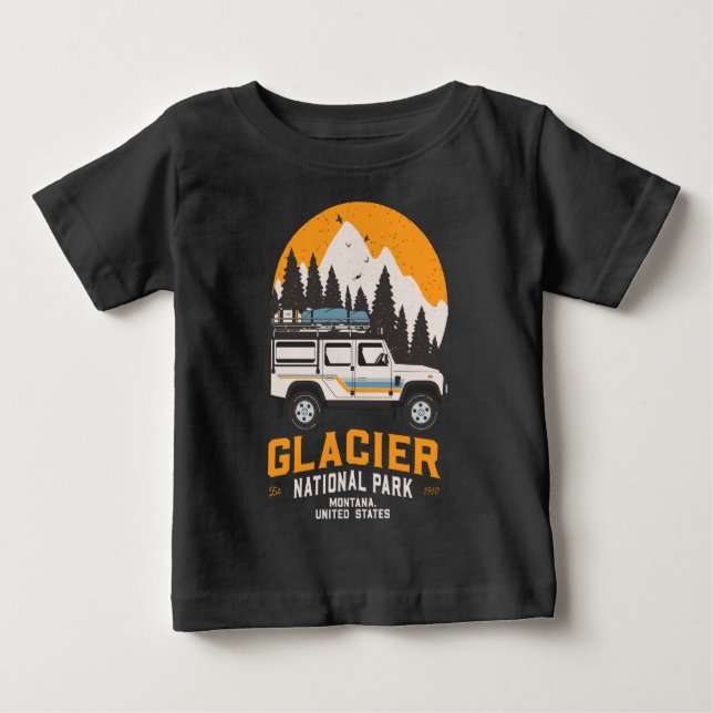 Camiseta De Bebé Vintage Glacier National Park Road Trip Montana (Anverso)