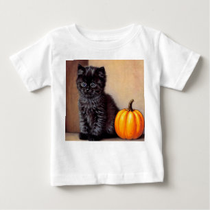 Camiseta De Bebé Vintage Halloween Black Kitten Ilustracion