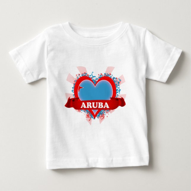 Camiseta De Bebé Vintage I Love Aruba (Anverso)