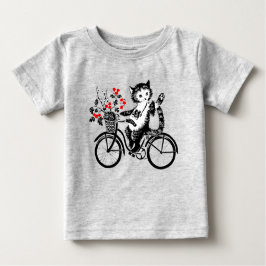 Camiseta De Bebé Vintage Kitty En Bicicleta