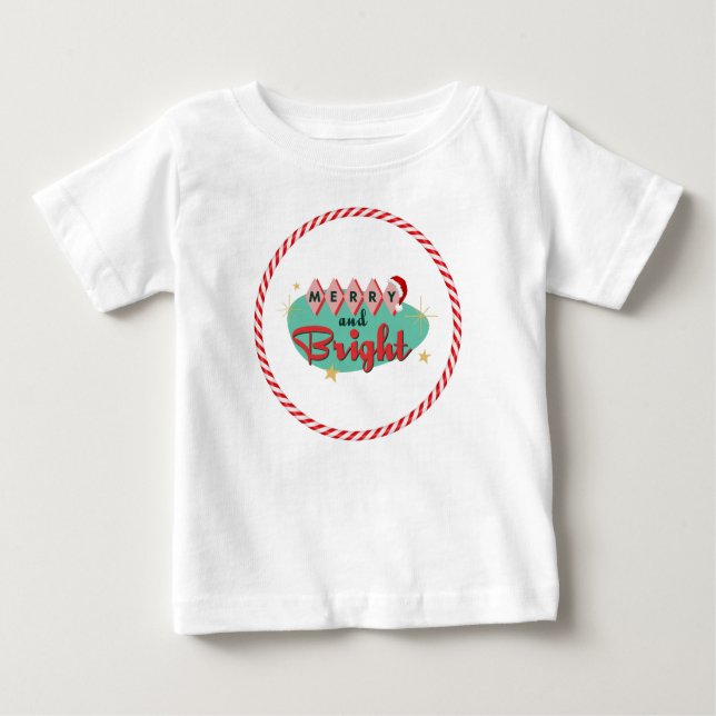 Camiseta De Bebé Vintage/Retro Merry y Bright (Anverso)